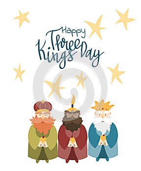 Vector illustration card for Happy Three Kings Day celebration