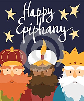 Vector illustration card for Happy Three Kings Day celebration