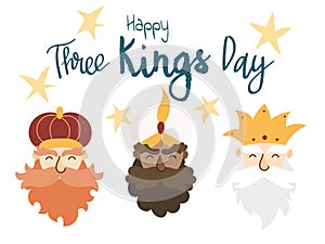 Vector illustration card for Happy Three Kings Day celebration