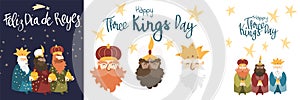 Vector illustration card for Happy Three Kings Day celebration