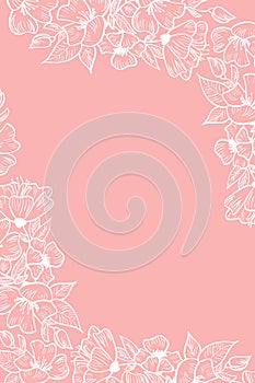 Vector illustration card template with copper color flower floral pink background for Save the date, wedding invitation