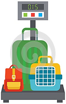 Vector illustration of cargo scales weighing luggage