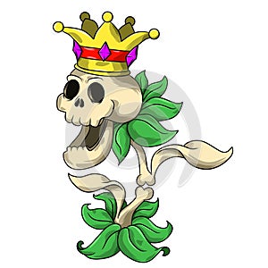 Vector illustration of carnivorous skull plant with crown