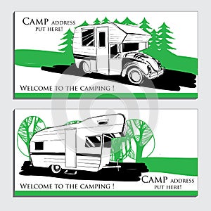 Vector illustration of cars Recreational Vehicles Camper Vans Ca