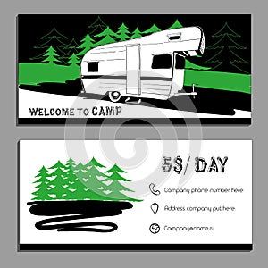 Vector illustration of cars Recreational Vehicles Camper Vans Ca