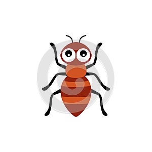 Vector illustration with cartoon ant isolated on white