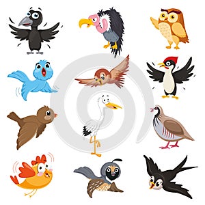 Vector Illustration Of Cartoon Birds