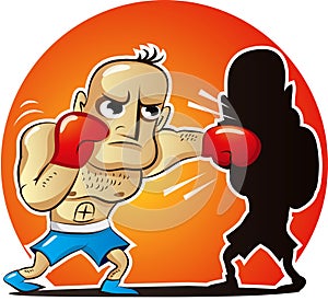 Vector illustration of cartoon boxer