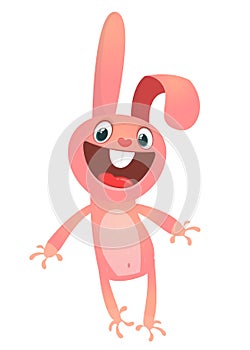 Vector illustration of cartoon bunny rabbit hopping.