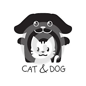 Vector illustration cartoon of cat and dog on white background