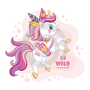 Vector illustration cartoon character cute unicorn vector illustration