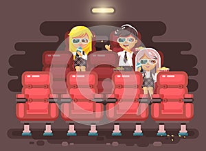 Vector illustration cartoon characters children, classmates, pupils, schoolboy, schoolgirls, boy and two girls sit in