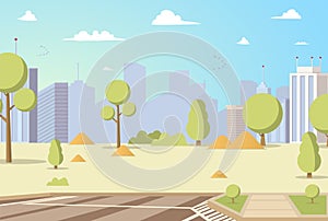 Vector Illustration Cartoon City Park Panoramas