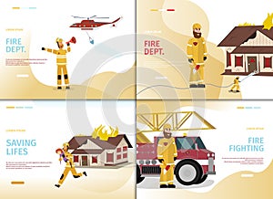 Vector Illustration Cartoon concept Firefighter