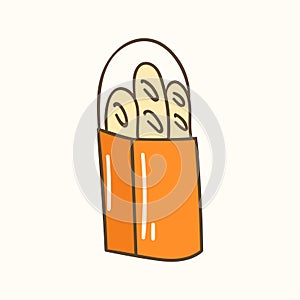 Vector illustration with cartoon cotton bag icon