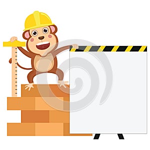 Vector Illustration of Cartoon Engineer Monkey