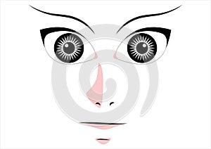Vector Illustration of Cartoon Face. Eyes, nose, mouth