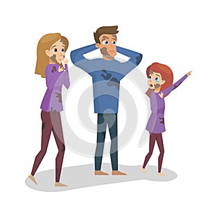 Vector Illustration Cartoon Family Grieved by Fire