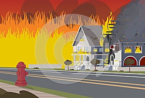 Vector Illustration of Cartoon Fire Extinguishing