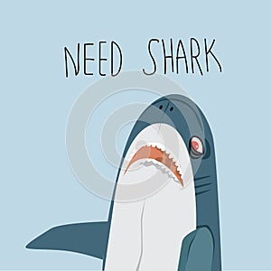 Vector illustration of Cartoon Fish. Need shark.