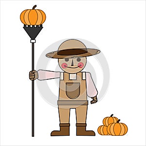 Vector illustration of a cartoon garden doll in autumn