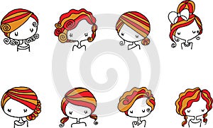 Vector illustration cartoon girl hairstyle series