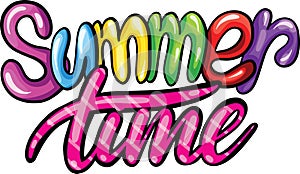 VECTOR illustration cartoon handwritten lettering summer time in different colors