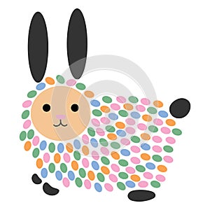 Vector illustration of a cartoon hare. Stylized rabbit. Art for children. Animal from geometric figures. Forest dweller