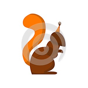 Vector illustration with cartoon isolated brown orange squirrel