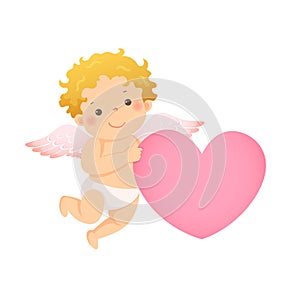 Progettazione della pittura da poco cupido rosa cuore forma di. vettore illustrazioni da San Valentino 