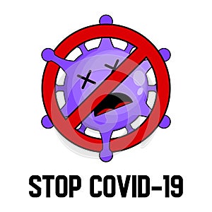 Vector illustration of a cartoon microorganism in a prohibition sign