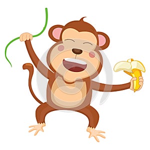 Vector Illustration Of Cartoon Monkey
