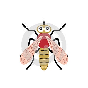 Vector illustration with cartoon mosquito isolated on white