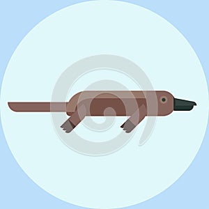 Vector illustration with cartoon platypus icon animal duck-billed mammal wild australian brown bill