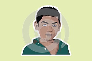 Vector illustration cartoon of poor boy, Uneducated boy logo. Homeless people.