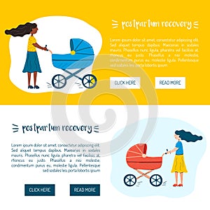 Vector illustration with cartoon postpartum infographic