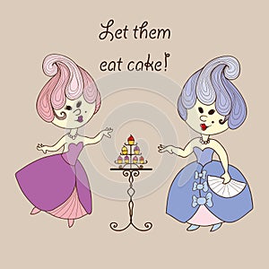 Vector illustration - cartoon princess eat cake