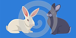 Vector illustration of cartoon rabbits. set drawing isolated rabbit.