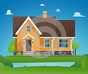 Vector Illustration Cartoon Residential Townhouse