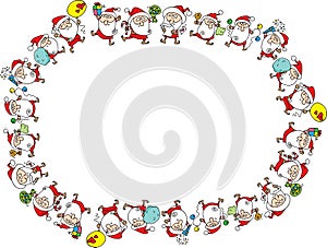 Vector illustration cartoon Santa Claus Merry Christmas card action series
