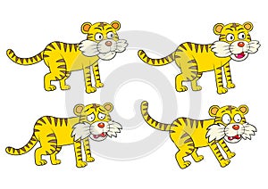 Vector illustration of Cartoon Tiger Character Set