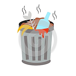 Vector illustration of cartoon trash bin isolated on white background.