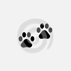 Vector illustration. Cat paw prints logo. Black on white background. Animal paw print with claws