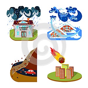 Vector illustration of cataclysm and disaster sign. Set of cataclysm and apocalypse  stock symbol for web.