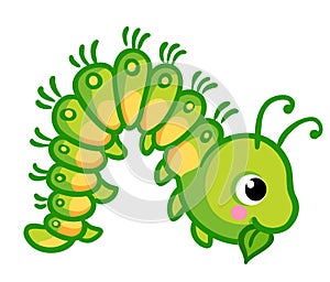 Vector illustration of a caterpillar that eats. photo