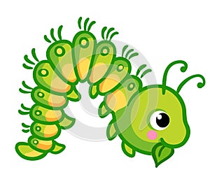 Vector illustration of a caterpillar that eats.