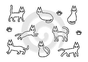 Vector illustration of cats silhouette collection. Simple icon set.