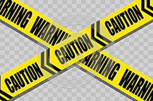 Vector illustration caution text on yellow police crime scene danger tape. Do not cross. Warning tapes