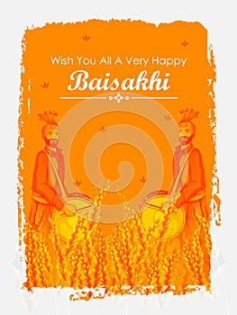 vector illustration of celebration of Punjabi festival Vaisakhi background