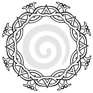 Vector illustration of Celtic knot circle frame black photo
